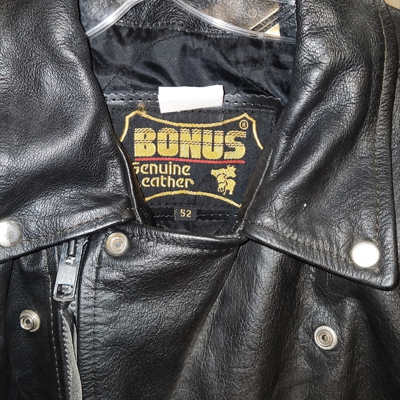 Bonus  Traditional leather Motorcycle jacket size 52 2xl - Picture 4 of 6